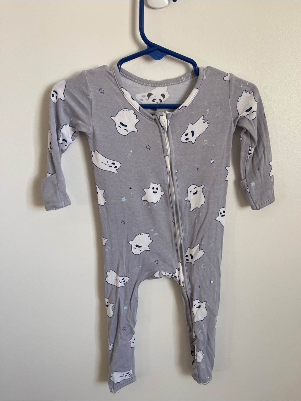 Bellabu Bear‎ Gray Ghost Print One-Piece Zipper Pajamas 3-6M